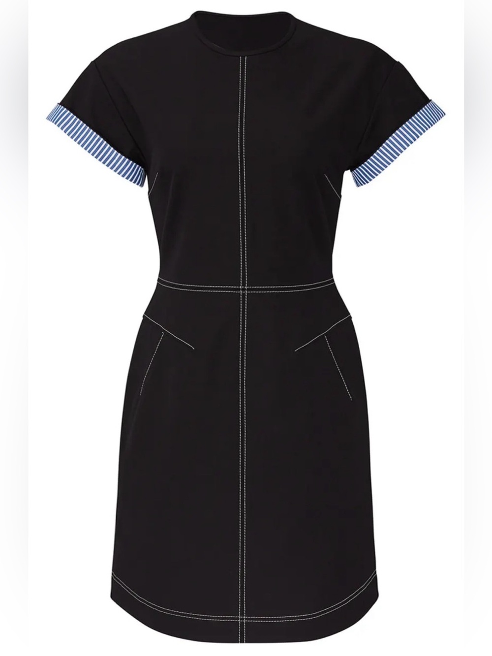 NWT Derek Lam 10 Crosby Black Contrast Stitch Mini Dress SZ 2